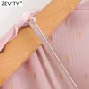 Zevity Women Vネックのレースアップ金属装飾ルーズシフォンブラウス女性2ピースシャツシックランタンスリーブブルスストップスLS9046 210603