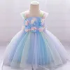 flower rainbow 1st birthday for baby girl lace Tutu girls party princess formal dresses
