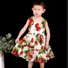 Family Matching Outfits Kids pure cotton parent-child summer dresses girl strawberry princess dress mother daughter children square collar sundress S1102