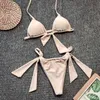 Asien sexig strand bikini set sommar kvinnor push up thong bad set spets upp båge halter vadderad bh två stycke set beachwear y19062601