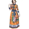 Robe Femme Fashion Runway Maxi Dress Women Long Sleeve Elegant Flower Print Vintage Dresses Vestidos De Verano Ropa mujer 210520