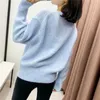 Za Sky Blue Pull en tricot côtelé Femmes O Cou à manches longues Casual Pulls d'hiver Top Femme Mode Streetwear Pull 210806