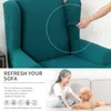 Housses de chaise Jacquard bras incliné couverture arrière fauteuil élastique Wingback aile canapé vert imperméable extensible protecteur