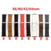 Klockband Modepresent Klockarmband Armband För iwatch 7 2 3 4 5 6 Series 38mm 44mm 41mm 45mm Band Läderbälte Armband Armband Ränder Klockband Brun Lyx Kvinnor Män