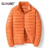 Quanbo homens leves packable para baixo jaqueta respirável poplhy casaco resistente à água de qualidade superior masculino baiacada jaqueta 211015