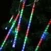 Home Decor Multi-Color 13.1ft Meteor Shower Tubes de Pluie 8 LED Lumières de Noël Fête de Mariage Jardin Noël Guirlande Lumineuse Extérieur Intérieur Décors