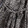 Vintage Frau Slim Leopard Satin Schärpen Kleid Frühling Mode Damen Print Lange es Weibliche Elegante Schlitz Party 210515