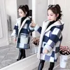 Outono inverno meninas xadrez casaco de lã crianças forro de lã quente treliça outwear crianças com capuz manga longa casacos princesa q31128780399