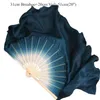 Bühnenkleidung, weiß, dunkelblau, Farbverlauf, Seidenschleier, chinesischer traditioneller handgefärbter Tanzfächer, Paare, zweilagig, maschinell gerollt, Erwachsene, 50,8 cm