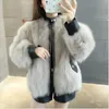 Winter Fur Coat Kvinnors Faux PU Läder Tjock Plysch Elegant Varm Ytterkläder Fake Jacket Chaquet 210531