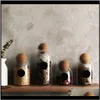 Hushållningsorganisation hem gardentransparent glas lagringstank borosilikat förseglade korn behållare med kork (runda boll,) flaskor j