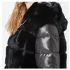 실제 렉스 토끼 모피 코트가있는 재킷 슬리브 모피 폭격기 재킷 두건이 두려워 코트 여성 211019