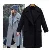 Мода дизайн Высококачественные женские женские ослабесы шерстяные пальто кнопки траншейную куртку Свободные плюс вагон для пальто женщин