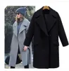 Mode Design Högkvalitativ Kvinnor Vinter Lapel Wool Coat Button Trench Jacket Loose Plus Overcoat Outwear Kvinnor