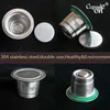 Capsulone påfyllningsbar återanvändbar rostfritt stål kaffekapsel kompatibel med Nespresso Machines Maker 3 POD 120 SEALS 210326
