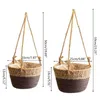 Woven Rattan Hanging Planter Flower Pot Plant Basket Balcony Garden Home Decor 210922