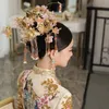 Barrettes à cheveux HIMSTORY Est, tête de mariage chinoise, Vintage, fleur en cristal, phénix rose, bijoux de scène de fête florale