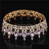 Tiaras Hair Jewelry Gold Purple Queen King Bridal Crown For Women Headdress Prom Pageant Wedding And Crowns Aessories Y1130 Drop Delivery 20