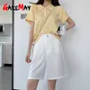 Kvinnors sommarbyxor Långt lös Koreansk stil Knä-längd Färgglada Casual Khaki Wide Ben Passar med för kvinnor 210719