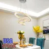 Crystal Chandeliers modernes LED plafonniers luminaires lumineux salle à manger pendentif contemporain 2 3 4 bagues en acier inoxydable réglable DIY Design