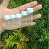 Mini botellas de vidrio con tornillo de plástico Tapa blanca Frascos transparentes Botella 5ml 6ml 7ml 10ml 14ml Frascos 100pcscantidad alta