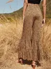 Cintura alta As mulheres calças largas pernas longas calças longas para o casual leopardo ponto de impressão de verão roupas de primavera 210427