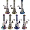 Colorful Rainbow Bongs Matte PYREX Glass Bong Hookahs Showerhead Perc Cartoon 14mm Female Joint Smoking With Quartz Banger Nail Straight Tube Dab Water Pipe Oil Rigs