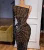 Robe femme Yousef aljasmi Soirée Sirène noire Une épaule Robe longue Labourjoisie Kim kardashian kylie jenner