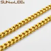 Kettingen Sunnlelees Mode-sieraden Vergulde Ketting 6mm Curb Cubaanse Link Ketting Glanzend Bloem Afdrukken voor Mannen Dames Gift C78 N