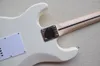 Guitarra elétrica fábrica personalizada, com corpo branco e pickguard, hardware cromado, pescoço de bordo, fornecer serviços personalizados.