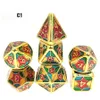 7pcs / Set Dice Metal Dice Star Sky Series Board Game Polyhedral Playing Games Dices Set con pacchetto al dettaglio A57 A20