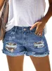 Damen-Shorts, Sommer-Loch, kurze Jeans, Leoparden-Jeans, lässig, mittlere Taille, bedruckt, Camouflage, zerrissener Patch-Denim für Damen, XXL