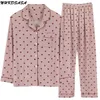 Женские пижамы набор мягких пижамов плюс размер женской одежды домашняя одежда весна спать 2 шт. Установить спальную рубашку домой ношу 211118