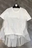 FAOP Summer Design Manica corta Collo rotondo Collare in organza Torta Maglia allentata T-shirt Donna Top Fashion GB755 210709