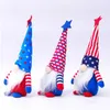 Independence Day Decoration Plush Gnome Doll American Striped Star Print Hat Dwarf Tomte Standing toy