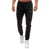 Pantalons à revers élastiques pour hommes Casual Jeans à cordon de serrage Formation Jogger Pantalons de survêtement athlétiques Fashion Zipper 220425