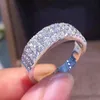 Micro pavé trois rangées Zircon femmes bague exquise scintillante CZ femme bague de mariage bijoux