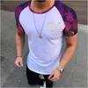 Summe Erkek Tişört Homme Baskı Raglan Sleeve Topshirts Erkek Tişört Sokak Giyim Spor Fitness Üst Tees Askeri Stil Tshirts Hip Hop Fırında