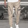 Men's Pants Men Cargo Solid Color Patchwork Casual Multi Pockets Young Ankle Banded Male Trousers 2022 Fashion Slim Streetwears