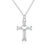 Collier en argent Sterling 925 pour femmes, marque de mode, bijoux de mariage de luxe, pendentifs croix en cristal sauvage, chaîne