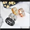 Band Rings Jewelrywomens Mens Fashion Double Rows Rhinestones Titanium Steel Wedding Jewelry Ring Drop Delivery 2021 Hn85T