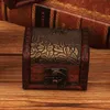 Drewniane pudełka drewniane biżuteria pudełko do przechowywania biżuterii Treasure Chest Case Home Craft Decor losowo wzór W0099