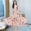 2021 frauen Oversize Boho Strand DrParty Casual Bodycon Sexy Maxi Vestidos Sommer Vintage Floral Chiffon Boho Strand Sommerkleid X0621