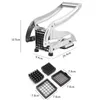 LMETJMA French Fry Cutter with 2 Blades Stainless Steel Potato Slicer Cutter Chopper Potato Chipper For Cucumber Carrot KC0213 210326