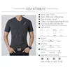 BROWON marca verão casual camiseta masculina manga curta decote em v elástico rômbico padrão roupas masculinas 2021 g1229