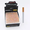 Forma de cigarro fumar tubos de cerâmica tubulação filtro amarelo color100pcs / caixa 77mm um bastão metal pontas