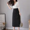 Vintage Frauen Polka Dot Schwarz Rock Frühling Sommer Weibliche Hohe Taille Mittlere Bleistift Röcke Damen Streetwear 210430