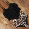 Bikini leopardato a vita alta con stampa animalier Tankini Costume da bagno floreale con volant brasiliano Taglie forti Costumi da bagno donna 210630