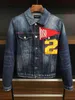 Veste en jean hommes manteau bleu foncé décontracté coton col rabattu à manches longues Bomber vestes pour homme 98362