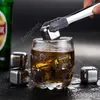 4 pçs / conjunto de ouro cubo gelo congelado molde de aço inoxidável metal modelo pinças de café bebida uísque bar gelo pedra pedra criativa suprimentos daj16